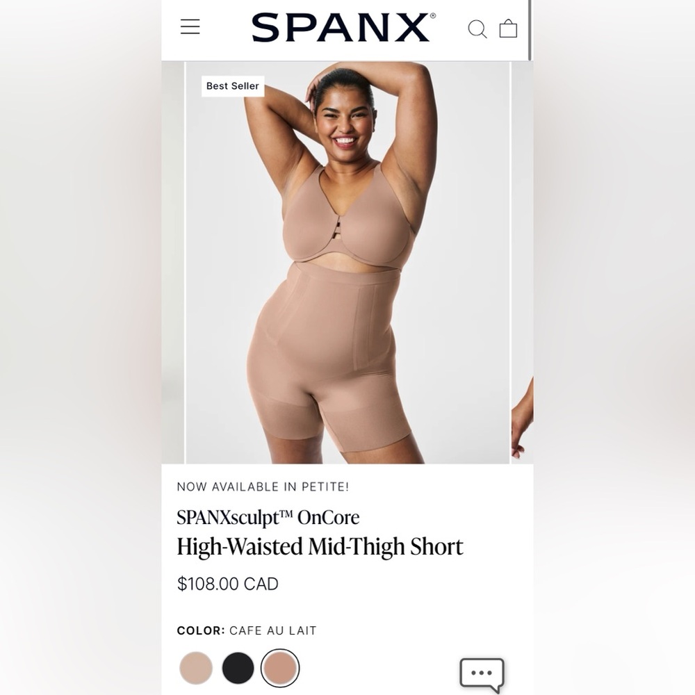 SPANX High-Waisted Mid Thigh Short XL - Cafe au Lait